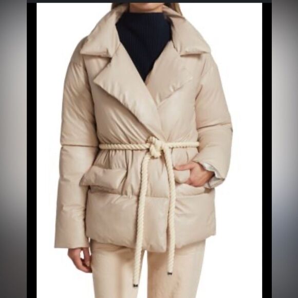 A.L.C. Liam Faux Leather Puffer Jacket Size Small in Fog Cream NEW with tags - Picture 5 of 16